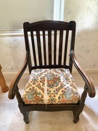 Wooden Armchair With Upholstered Seat - In Need Of Restoration