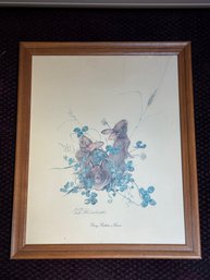 Framed Rabbit Print Signed Sallie Ellington Middleton