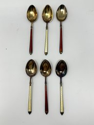 Vintage Sterling And Enamel Demitasse Spoons