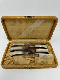 Antique Mother Of Pearl Handled Knife Set In Original Box