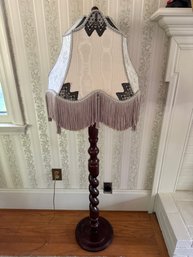 Victorian Barley Twist Floor Lamp With Silk Shade