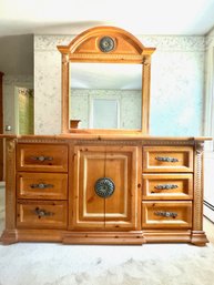 Ornate Pine Dresser With Mirror