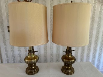 Pair Of Brass Table Lamps