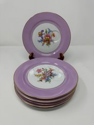 Group Of Bavarian Porcelain Plates With Lovely Lilac Edge