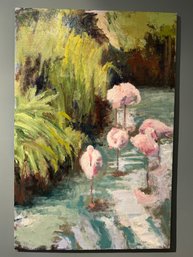 Oil On Canvas - Las Vegas Flamingos - John McCormack Listed CT Artist