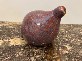 Les Ceramiques De Lussan Ceramic Quail - Red With Electric Blue Spot