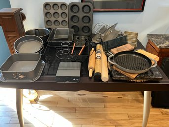 HUGE Lot Of Assorted Kitchenwares Including Kaiser, Staub Made In France, Granite Cutting Board And More