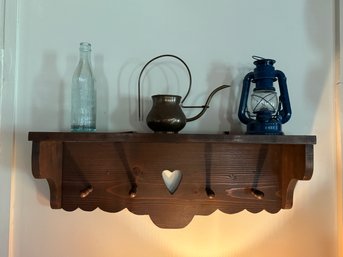 Vintage Wood Wall Shelf With Heart Cut Out