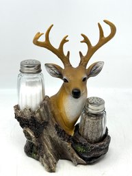 Rustic Woodlands Wild Deer Big Buck Bust Figurine Salt Pepper Shakers Holder