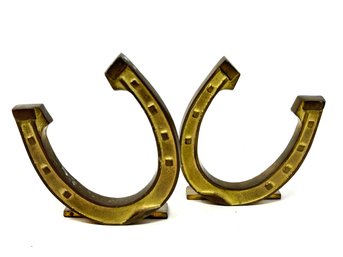 Pair Of Brass Horseshoe Bookends