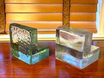 Vintage Glass Bookends