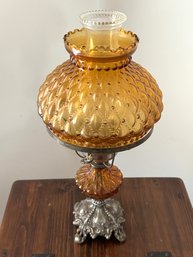 Vintage Amber Glass Table Lamp