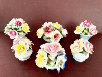 Vtg Bone China Rose & Flowers Bouquet Bowls