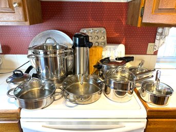 Collection Of Cookware Including Large Set Of Wolfgang Puck Cafe Collection Pots And Pans