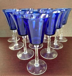 Set Of 10 Cobalt Colored Stemware