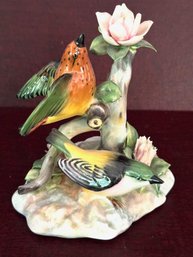 Double Myrtle Warbler Royal Adderley Floral Bone China Sculpture