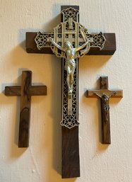 Trio Of Crosses Including 2 Crucifixes