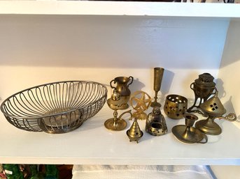 Collection Of Mixed Metals Decor Including Incense Burners, Buddha And More