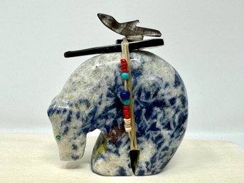 Artist Initialed Zuni Bear Fetish, Bundle With Iridescent Carved Seal, Arrow, Turquoise, Coral And More (C)