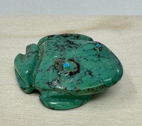 Green Turquoise Zuni Frog Fetish By Loubert & Rosella Soseeah (H)