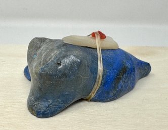 Artist Initialed Blue Stone Zuni Bear Fetish With Bundle (O)