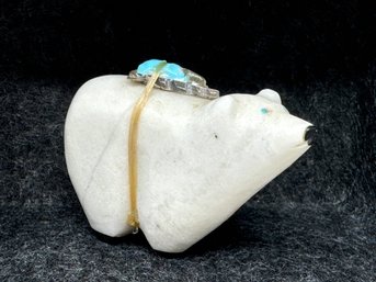 Zuni Bear Fetish With Mother Of Pearl And Turquoise Bundle (T)