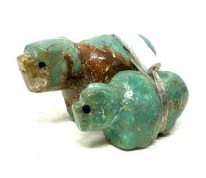 Double Bear Turquoise Medicine Zuni Fetish (CZ)