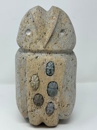 Tufa Owl & Found Stone Owlets  By Lionel Sanchez, San Felipe-Cochiti