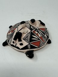 Acoma Pottery Turtle Decorated And Signed - Please See Description