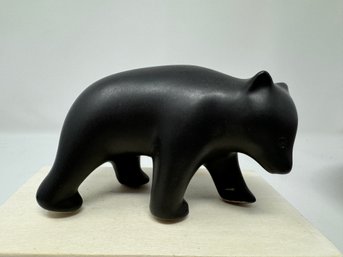 Natural Stone Black Bear Hand Carved