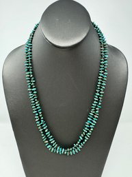 Multi Strand Beaded Turquoise And Sterling Navajo Necklace (J7)