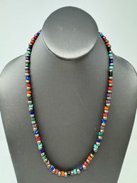 Beaded Navajo Stone And Sterling Necklace (J8)