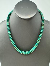 Beaded Turquoise And Sterling Navajo Necklace J12)