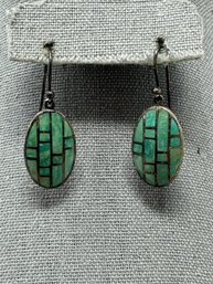 Navajo Signed Sterling And Turquoise Earrings (J24)