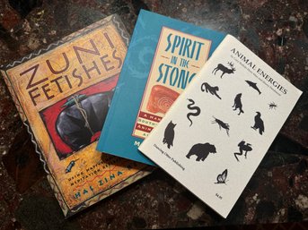 Trio Of Fetish & Animal Energy Books Including Signed Copy Of 'Zuni Fetishes' By Hal Zina Bennett