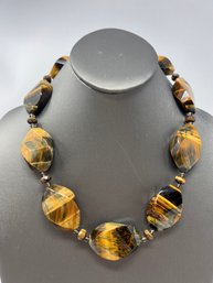 Stunning Tiger Eye Necklace With Sterling Closure 178g  (J15)