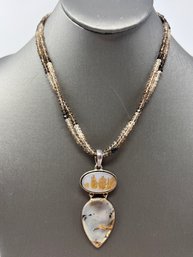 Artisan Made Sterling Scenic Agate Pendant Necklace (J25)