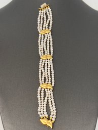 Stranded Pearl Bracelet With 18K Gold (j41)