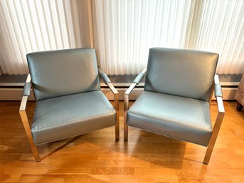 1970s Thayer Coggin For Milo Baughman Chrome Lounge Chairs