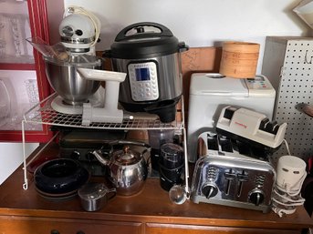 Large Collection Of Kitchen Appliances Including Kitchen Aid Mixer With Accessories, Instapot & Breadmaker