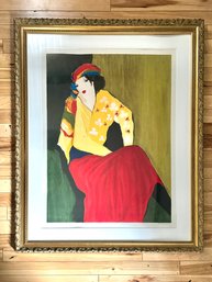 Itzchak Tarkay Serigraph ' Woman With Scarf' Signed And Numbered 'EVE' With COA