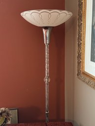 Early 20th Century Art Deco Twisted Clear Glass Rod And Chrome Torchieri Floor Lamp