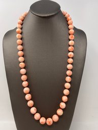 Vintage 14k Gold Natural Angel Skin Coral Graduated Beaded Necklace