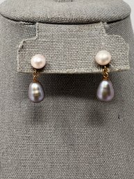 14k & Freshwater Pearl Drop Earrings