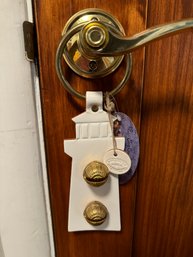 New England Bells Lighthouse Door Knocker In White Leather