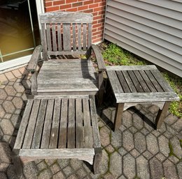 Teak Chair, Table And Ottoman