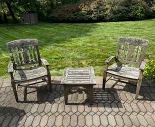 Pair Of Teak Chairs And Accent Table