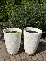 Pair Of Large White Planters