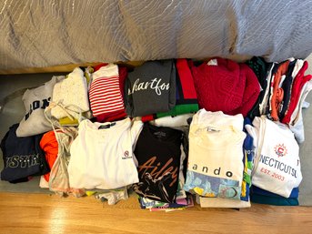 Collection Of Women's T-shirts And Sweatshirts, Some Vintage, Mostly Graphics And Two Vintage Swimsuits