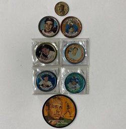 61. Collectible Coins , Buttons & Medal Lot -Sports 60s 70s (8)